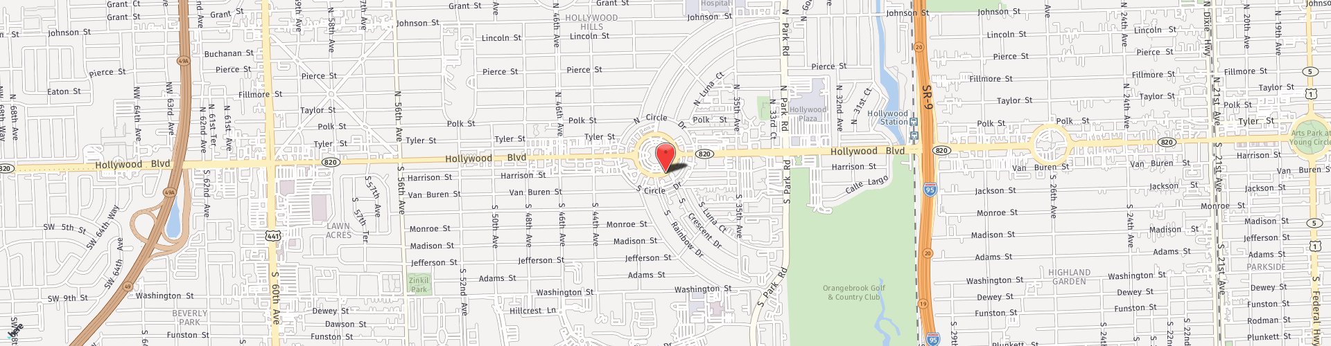 Street map of the Hollywood location, marked with a pin